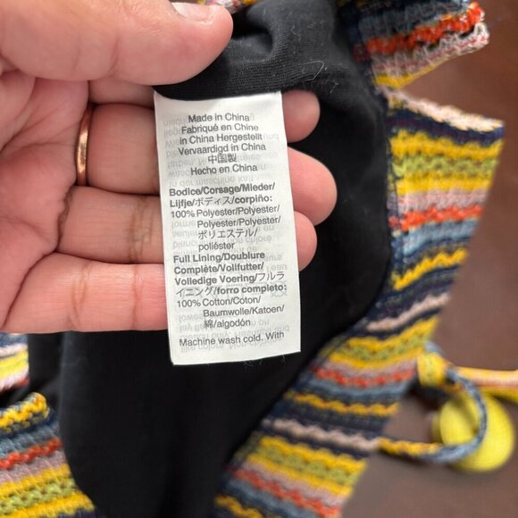 Madewell Texture & Thread Stripe Tie Shoulder Tank Top Rainbow Crochet Size S - Picture 6 of 7